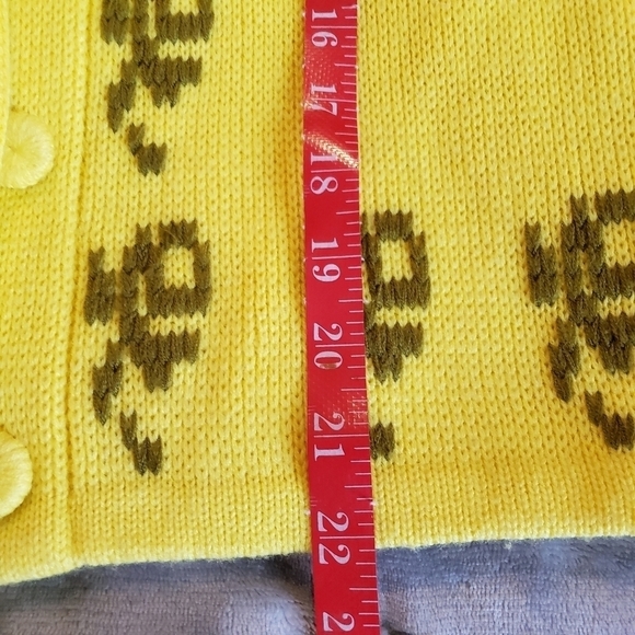 Vintage 50s hand loomed yellow sweater cardigan - Picture 10 of 10